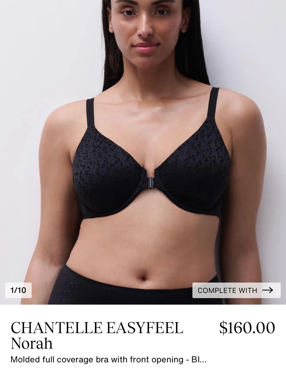 Chantelle Norah Front-Closure Molded Bra — Black